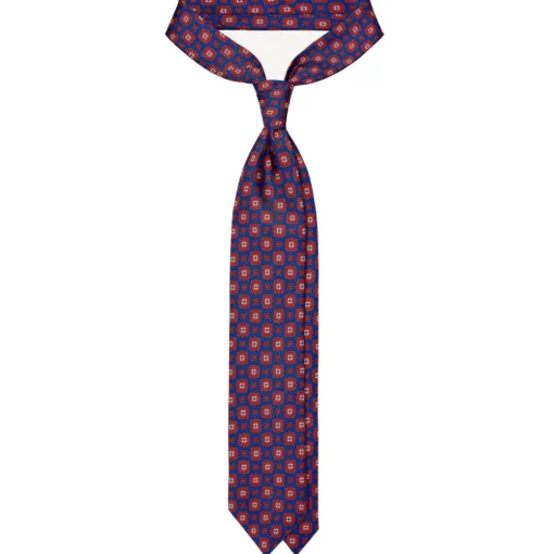 Viola Milano Ties & Bow Ties-- Medallion Floral Selftipped Silk Tie - Blue - Handmade in Italy - Luxury Exclusive Collection - Avvenice