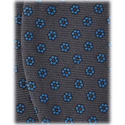 Viola Milano Ties & Bow Ties-- Micro Floral Silk Bow Tie - Grey/Sea - Handmade in Italy - Luxury Exclusive Collection - Avvenice