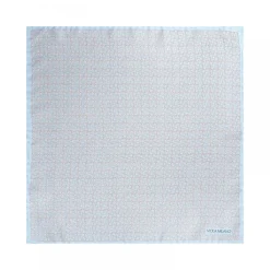 Viola Milano Ties & Bow Ties-- Micro Stirrups Silk Pocket Square - Light Blue - Handmade in Italy - Luxury Exclusive Collection - Avvenice