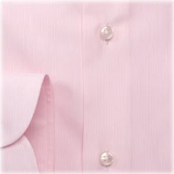 Viola Milano Shirts-- Micro Stripe Collar Cutaway-Collar Shirt - Pink/White - Handmade in Italy - Luxury Exclusive Collection - Avvenice