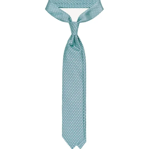 Viola Milano Ties & Bow Ties-- Milanese Maillon Selftipped Silk Tie - Turquoise - Handmade in Italy - Luxury Exclusive Collection - Avvenice