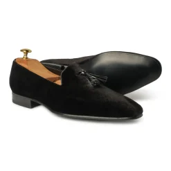 Viola Milano Shoes-- Milanese Velvet Loafers - Black - Handmade in Italy - Luxury Exclusive Collection - Avvenice