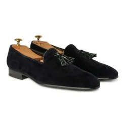 Viola Milano Shoes-- Milanese Velvet Loafers - Midnight Navy - Handmade in Italy - Luxury Exclusive Collection - Avvenice
