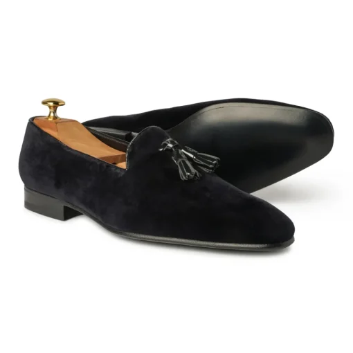 Viola Milano Shoes-- Milanese Velvet Loafers - Midnight Navy - Handmade in Italy - Luxury Exclusive Collection - Avvenice