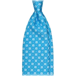 Viola Milano Ties & Bow Ties-- Mix Floral Selftipped Silk Tie - Apulia Sea - Handmade in Italy - Luxury Exclusive Collection - Avvenice