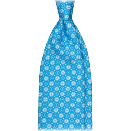 Viola Milano Ties & Bow Ties-- Mix Floral Selftipped Silk Tie - Apulia Sea - Handmade in Italy - Luxury Exclusive Collection - Avvenice