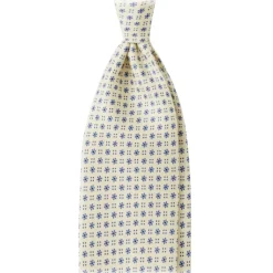 Viola Milano Ties & Bow Ties-- Mix Floral Untipped Italian Silk Tie - Pale Lemon - Handmade in Italy - Luxury Exclusive Collection - Avvenice