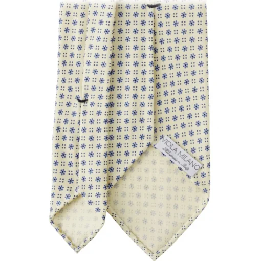 Viola Milano Ties & Bow Ties-- Mix Floral Untipped Italian Silk Tie - Pale Lemon - Handmade in Italy - Luxury Exclusive Collection - Avvenice