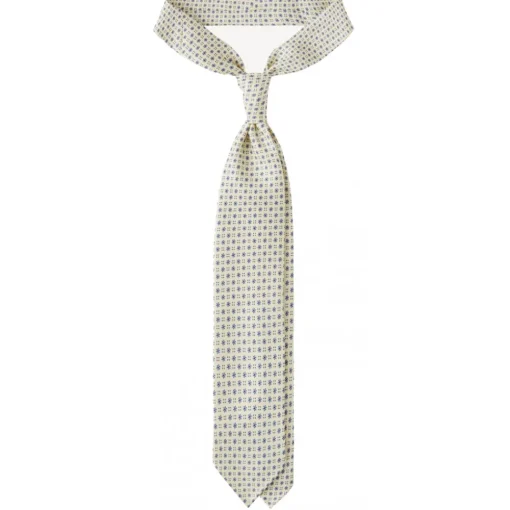 Viola Milano Ties & Bow Ties-- Mix Floral Untipped Italian Silk Tie - Pale Lemon - Handmade in Italy - Luxury Exclusive Collection - Avvenice
