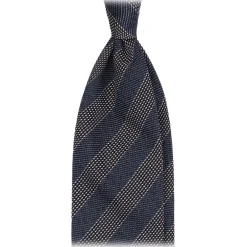 Viola Milano Ties & Bow Ties-- Mix Melange Stripe 3-Fold Grenadine Tie - Denim Mix - Handmade in Italy - Luxury Exclusive Collection - Avvenice