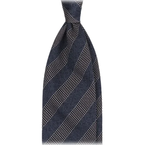 Viola Milano Ties & Bow Ties-- Mix Melange Stripe 3-Fold Grenadine Tie - Denim Mix - Handmade in Italy - Luxury Exclusive Collection - Avvenice