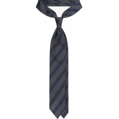 Viola Milano Ties & Bow Ties-- Mix Melange Stripe 3-Fold Grenadine Tie - Denim Mix - Handmade in Italy - Luxury Exclusive Collection - Avvenice