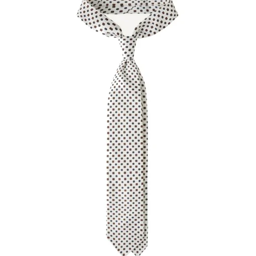 Viola Milano Ties & Bow Ties-- Mixed Floral 3-Fold Handprinted Untipped Silk Tie - White - Handmade in Italy - Luxury Exclusive Collection - Avvenice