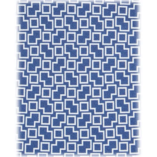 Viola Milano Ties & Bow Ties-- Mosaic Pattern Handprinted Selftipped Silk Tie - Navy/White - Handmade in Italy - Luxury Exclusive Collection - Avvenice