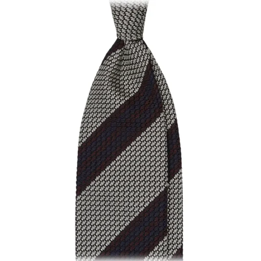 Viola Milano Ties & Bow Ties-- Multi Stripe 3-Fold Grenadine Tie - Natural Mix - Handmade in Italy - Luxury Exclusive Collection - Avvenice