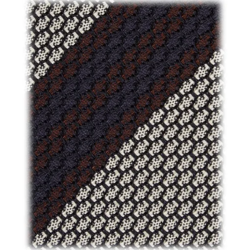 Viola Milano Ties & Bow Ties-- Multi Stripe 3-Fold Grenadine Tie - Natural Mix - Handmade in Italy - Luxury Exclusive Collection - Avvenice