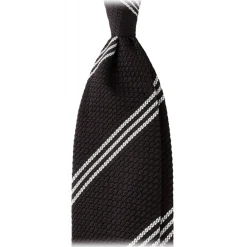 Viola Milano Ties & Bow Ties-- Multi Stripe 3-Fold Grenadine Tie - Brown/White - Handmade in Italy - Luxury Exclusive Collection - Avvenice