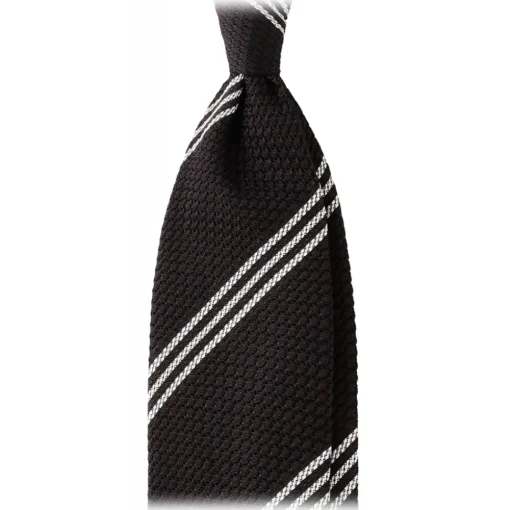 Viola Milano Ties & Bow Ties-- Multi Stripe 3-Fold Grenadine Tie - Brown/White - Handmade in Italy - Luxury Exclusive Collection - Avvenice