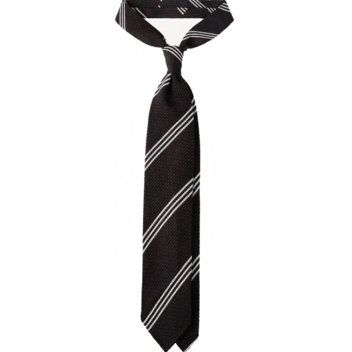 Viola Milano Ties & Bow Ties-- Multi Stripe 3-Fold Grenadine Tie - Brown/White - Handmade in Italy - Luxury Exclusive Collection - Avvenice