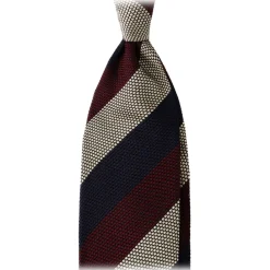 Viola Milano Ties & Bow Ties-- Multi Stripe 3-Fold Grenadine Tie - Navy Mix - Handmade in Italy - Luxury Exclusive Collection - Avvenice