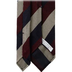 Viola Milano Ties & Bow Ties-- Multi Stripe 3-Fold Grenadine Tie - Navy Mix - Handmade in Italy - Luxury Exclusive Collection - Avvenice