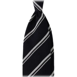 Viola Milano Ties & Bow Ties-- Multi Stripe 3-Fold Grenadine Tie - Navy/White - Handmade in Italy - Luxury Exclusive Collection - Avvenice