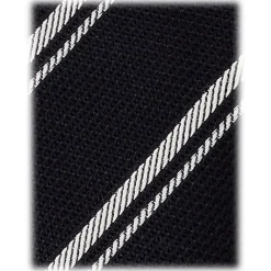 Viola Milano Ties & Bow Ties-- Multi Stripe 3-Fold Grenadine Tie - Navy/White - Handmade in Italy - Luxury Exclusive Collection - Avvenice