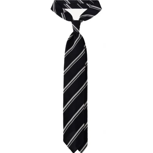 Viola Milano Ties & Bow Ties-- Multi Stripe 3-Fold Grenadine Tie - Navy/White - Handmade in Italy - Luxury Exclusive Collection - Avvenice