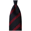Viola Milano Ties & Bow Ties-- Multi Stripe Handrolled Woven Shantung Tie - Navy/Red - Handmade in Italy - Luxury Exclusive Collection - Avvenice