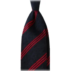 Viola Milano Ties & Bow Ties-- Multi Stripe Handrolled Woven Shantung Tie - Navy/Red - Handmade in Italy - Luxury Exclusive Collection - Avvenice