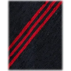 Viola Milano Ties & Bow Ties-- Multi Stripe Handrolled Woven Shantung Tie - Navy/Red - Handmade in Italy - Luxury Exclusive Collection - Avvenice