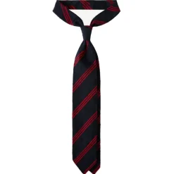 Viola Milano Ties & Bow Ties-- Multi Stripe Handrolled Woven Shantung Tie - Navy/Red - Handmade in Italy - Luxury Exclusive Collection - Avvenice