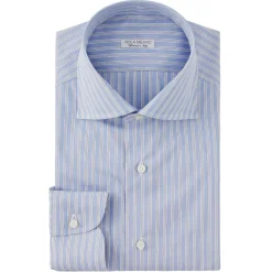 Viola Milano Shirts-- Multi Striped Slim-fit Cutaway-Collar Shirt - Light Blue Mix - Handmade in Italy - Luxury Exclusive Collection - Avvenice
