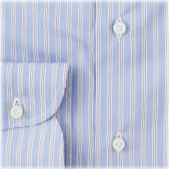 Viola Milano Shirts-- Multi Striped Slim-fit Cutaway-Collar Shirt - Light Blue Mix - Handmade in Italy - Luxury Exclusive Collection - Avvenice