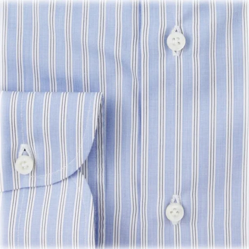 Viola Milano Shirts-- Multi Striped Slim-fit Cutaway-Collar Shirt - Light Blue Mix - Handmade in Italy - Luxury Exclusive Collection - Avvenice