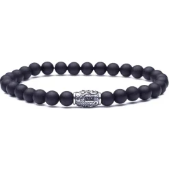 Viola Milano Bracelets-- Natural 6 mm Gemstone Bracelet - Matte Black - Handmade in Italy - Luxury Exclusive Collection - Avvenice