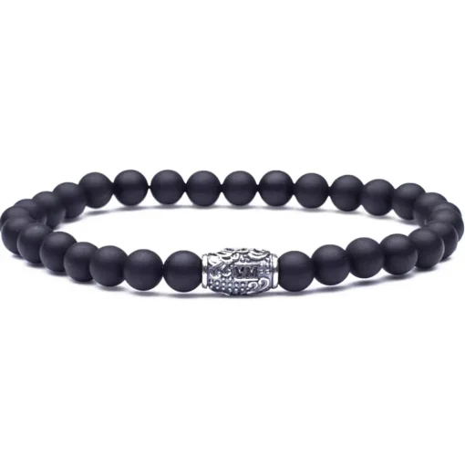 Viola Milano Bracelets-- Natural 6 mm Gemstone Bracelet - Matte Black - Handmade in Italy - Luxury Exclusive Collection - Avvenice