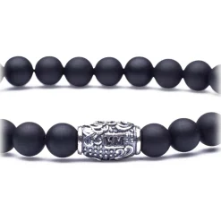 Viola Milano Bracelets-- Natural 6 mm Gemstone Bracelet - Matte Black - Handmade in Italy - Luxury Exclusive Collection - Avvenice