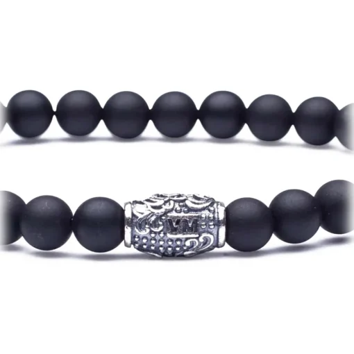 Viola Milano Bracelets-- Natural 6 mm Gemstone Bracelet - Matte Black - Handmade in Italy - Luxury Exclusive Collection - Avvenice