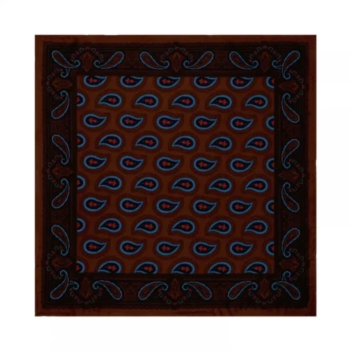 Viola Milano Ties & Bow Ties-- Paisley Pattern Silk Pocket Square - Brown Mix - Handmade in Italy - Luxury Exclusive Collection - Avvenice