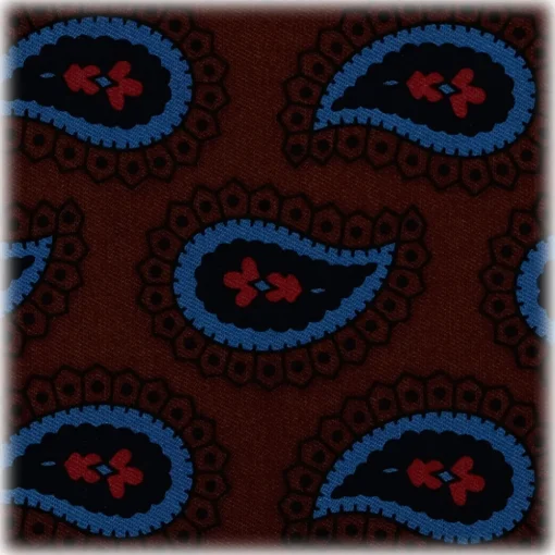 Viola Milano Ties & Bow Ties-- Paisley Pattern Silk Pocket Square - Brown Mix - Handmade in Italy - Luxury Exclusive Collection - Avvenice