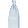 Viola Milano Ties & Bow Ties-- Pin Dot Selftipped Silk Tie - Light Blue/White - Handmade in Italy - Luxury Exclusive Collection - Avvenice