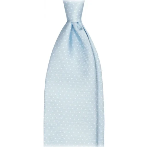 Viola Milano Ties & Bow Ties-- Pin Dot Selftipped Silk Tie - Light Blue/White - Handmade in Italy - Luxury Exclusive Collection - Avvenice