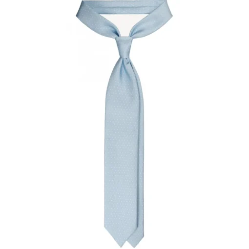 Viola Milano Ties & Bow Ties-- Pin Dot Selftipped Silk Tie - Light Blue/White - Handmade in Italy - Luxury Exclusive Collection - Avvenice