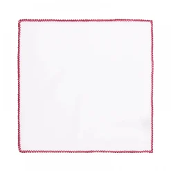 Viola Milano Ties & Bow Ties-- Pocket Square with Handmade Crochet Edges - Red - Handmade in Italy - Luxury Exclusive Collection - Avvenice