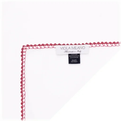 Viola Milano Ties & Bow Ties-- Pocket Square with Handmade Crochet Edges - Red - Handmade in Italy - Luxury Exclusive Collection - Avvenice