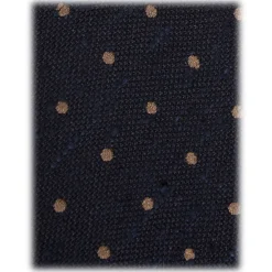 Viola Milano Ties & Bow Ties-- Polka Dot Handrolled Woven Grenadine/Shantung Tie - Navy/Coffee - Handmade in Italy - Luxury Exclusive Collection - Avvenice