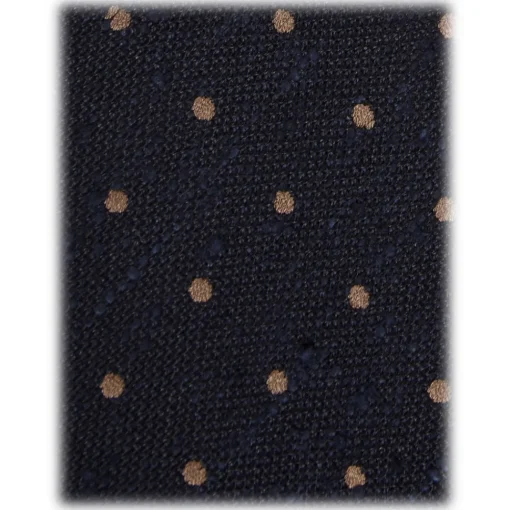 Viola Milano Ties & Bow Ties-- Polka Dot Handrolled Woven Grenadine/Shantung Tie - Navy/Coffee - Handmade in Italy - Luxury Exclusive Collection - Avvenice