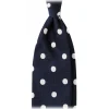 Viola Milano Ties & Bow Ties-- Polka Dot Handrolled Woven Silk Jacquard Tie - Navy/White - Handmade in Italy - Luxury Exclusive Collection - Avvenice