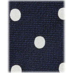Viola Milano Ties & Bow Ties-- Polka Dot Handrolled Woven Silk Jacquard Tie - Navy/White - Handmade in Italy - Luxury Exclusive Collection - Avvenice